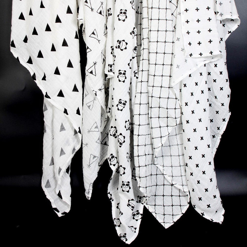 Online discount shop Australia - Ainaan Muslin Cotton Baby Swaddles For Newborn Baby Blankets Black & White Gauze Bath Towel