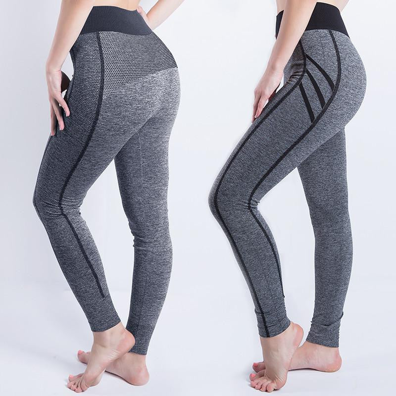 Women Cropped Leggings High Waist Elastic Wicking Force Exercise Female Elastic Stretchy Leggings Slim Trousers 34 C