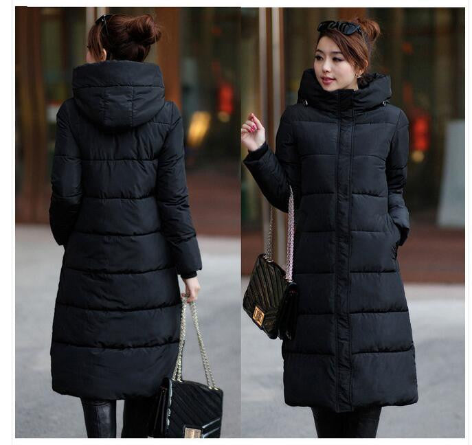 Winter Women's Cotton Slim Long Coat Hooded Parka Jackets Coats White Overcoat Plus Size Down Parkas-Dollar Bargains Online Shopping Australia