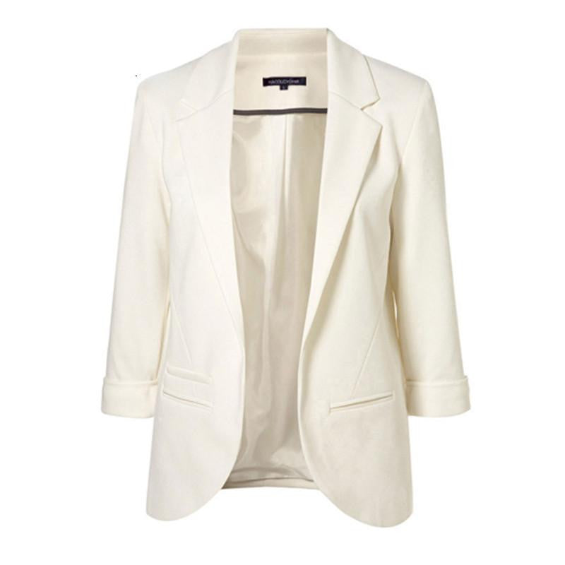 Online discount shop Australia - Fashion Women 7 Colors Slim Fit Blazer Jackets Notched Three Quarter Sleeve Blazer Women Coat
