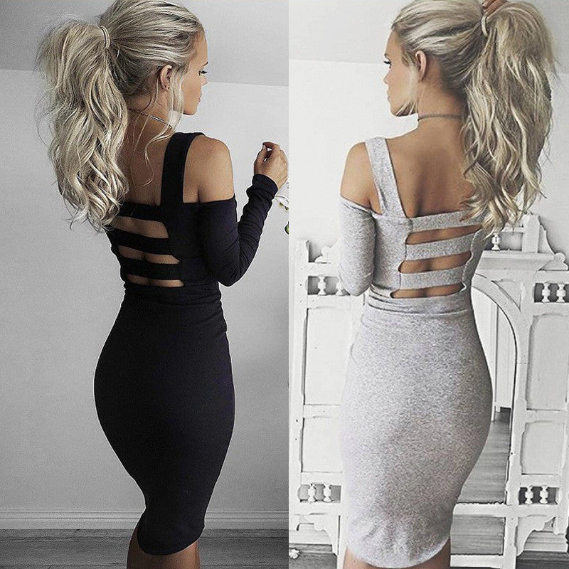 Online discount shop Australia - Elegant Autumn Dress Women Long Sleeve Backless Sexy Party Dresses Winter Black Bandage Bodycon Dress Vestidos de fiesta