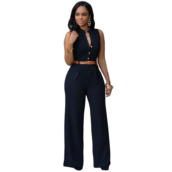 11 Colors Fashion Women Jumpsuit Summer Overalls Belted Wide Leg Jumpsuit Plus Size macacao long pant Elegant Jumpsuits-Dollar Bargains Online Shopping Australia