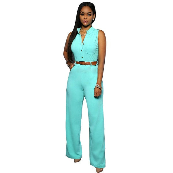 11 Colors Fashion Women Jumpsuit Summer Overalls Belted Wide Leg Jumpsuit Plus Size macacao long pant Elegant Jumpsuits-Dollar Bargains Online Shopping Australia