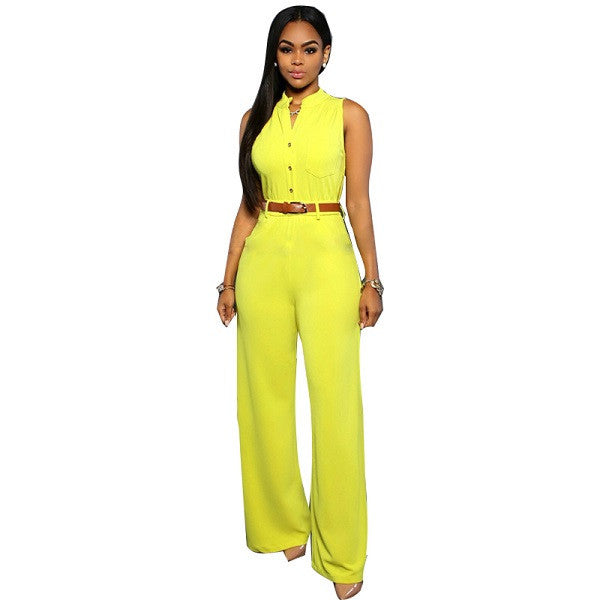 11 Colors Fashion Women Jumpsuit Summer Overalls Belted Wide Leg Jumpsuit Plus Size macacao long pant Elegant Jumpsuits-Dollar Bargains Online Shopping Australia