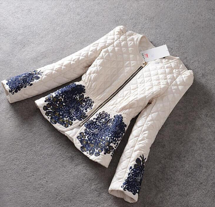 Fashion Winter Coat Women's Long Sleeve Stunning Embroidery Zipper Down Jacket Parka Size M-3XL-Dollar Bargains Online Shopping Australia