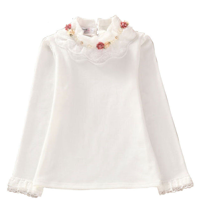 Online discount shop Australia - Cute Lace Children's T-Shirt 100% pure Cotton Kid's Render Shirt Baby Girls Clothing Soft Long Sleeve Tops 3-14Y
