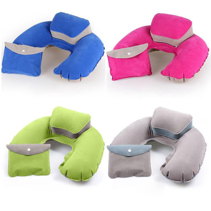 Portable Folding Inflatable Neck Air Cushion U Shape Neck Travel Pillow Comfortable Business Trip Pillow Outdoor Office