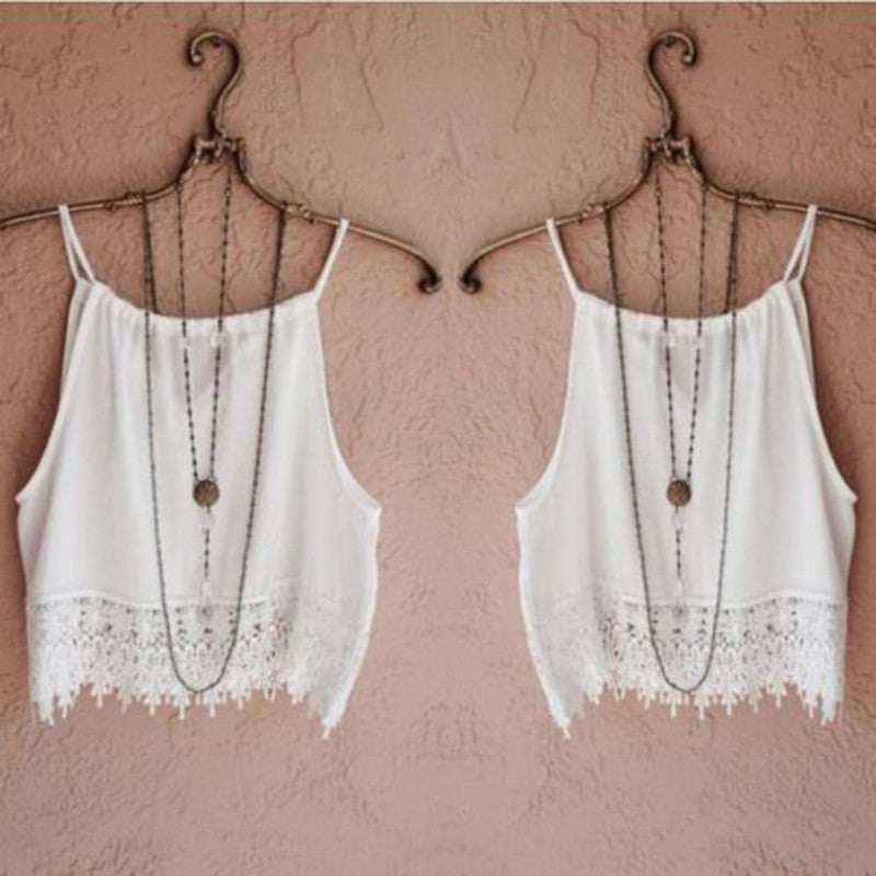 Online discount shop Australia - Fashion Women Lace Tops Sleeveless Casual Tops Tee T-Shirt S M L XL