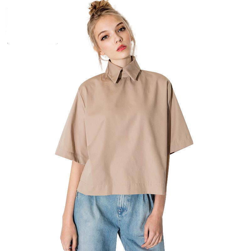 retro preppy style shirt fashion turn down collar blouse slim women shirt for and