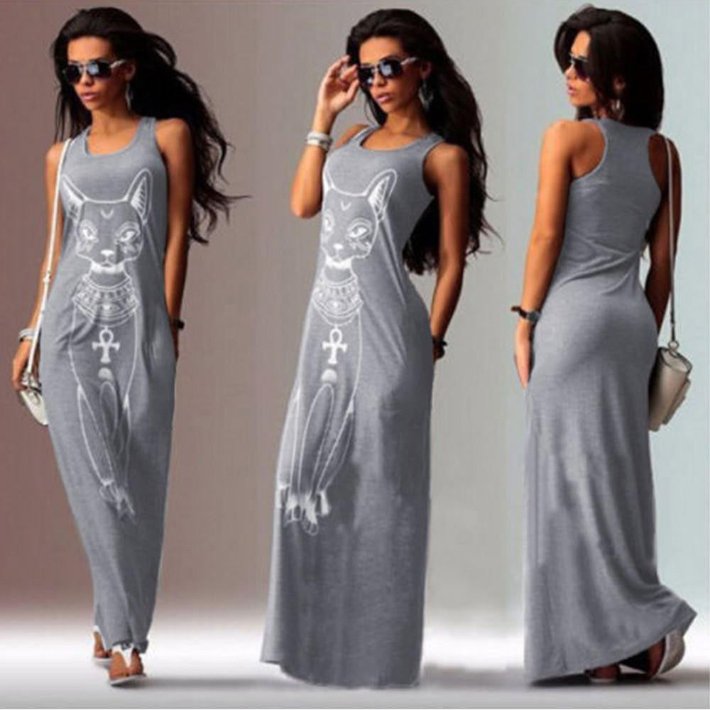 Women Dresses Casual Boho Long Maxi Evening Party Beach Dress Vest Sundress