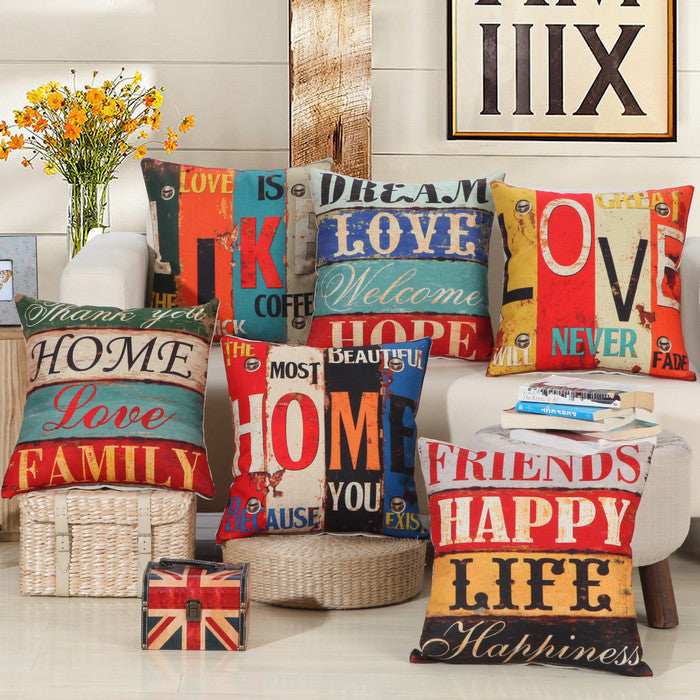Online discount shop Australia - New Arrival Home Decorative Sofa Cushion Throw Pillowcases 18" Vintage Cotton Linen Square Pillow AU61