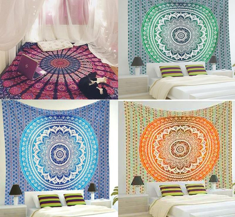 Tapestry Wall Hanging Multifunctional Tapestry Boho Printed Bedspread Cover Mat Blanket Picnic cloth