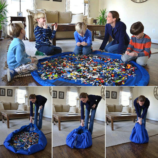 Portable Kids Children Infant Baby Play Mat Large Storage Bags Toys Organizer Blanket Rug Boxes for Lego Toys-Dollar Bargains Online Shopping Australia