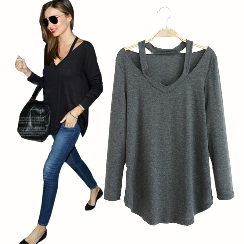 blouses shirts women street style cut out long sleeve fashion casual bandage blouse