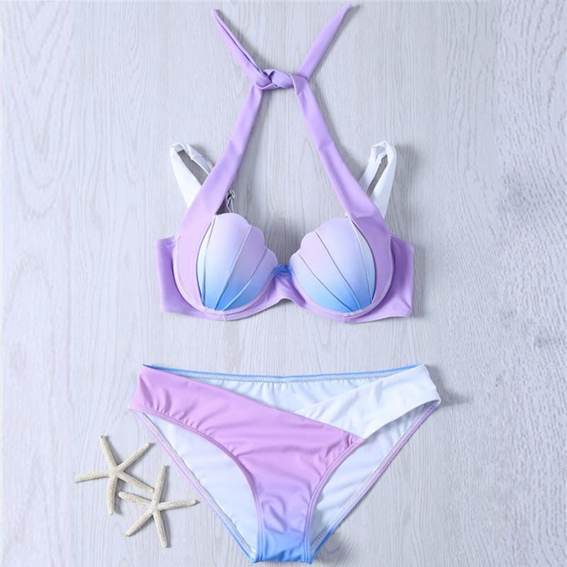 Bikini Classic Shell Bikinis Set Tankini Beachwear Monokini Swimwear Women Swimsuit Push Up Swim Suit Biquini BJ266
