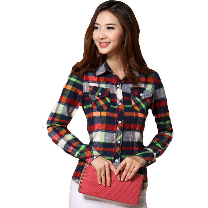 Online discount shop Australia - blouse women blouses shirt plaid vetement new