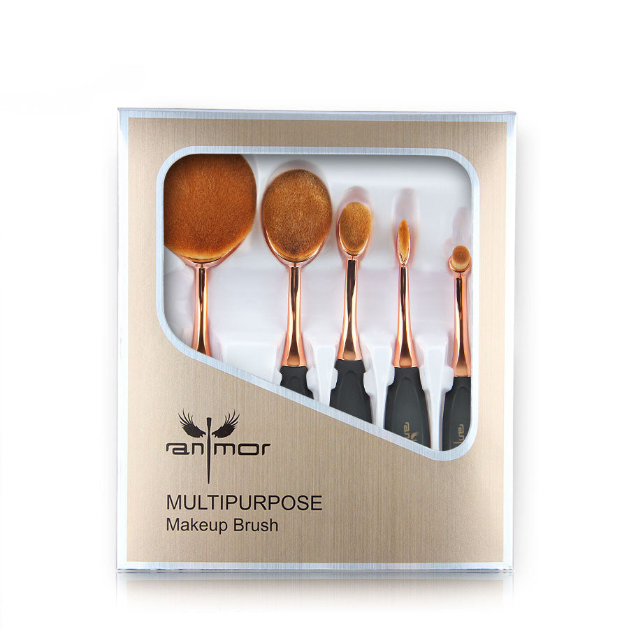 Online discount shop Australia - 5PCS Rose Gold Oval Make Up Brushes MULTIPURPOSE Makeup Brush Set Professional Makeup Brush Foundation Powder Brush Kit in BOX