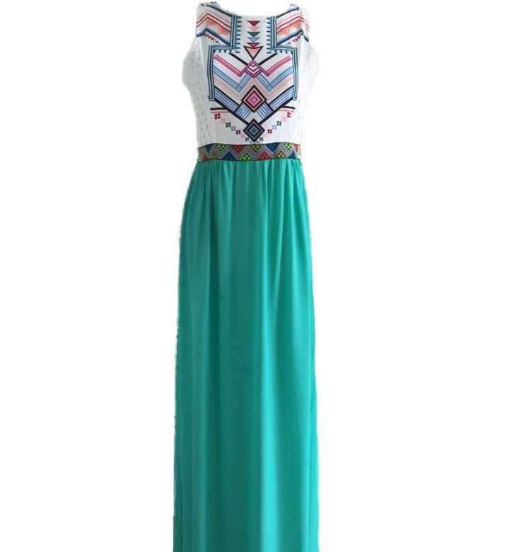 summer dress women elegant boho bohemian floral print long maxi beach dress XL evening chiffon