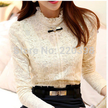Online discount shop Australia - fashion women tops Women  Blouses & Shirts Fleece Women Crochet Blouse Lace Shirt 999