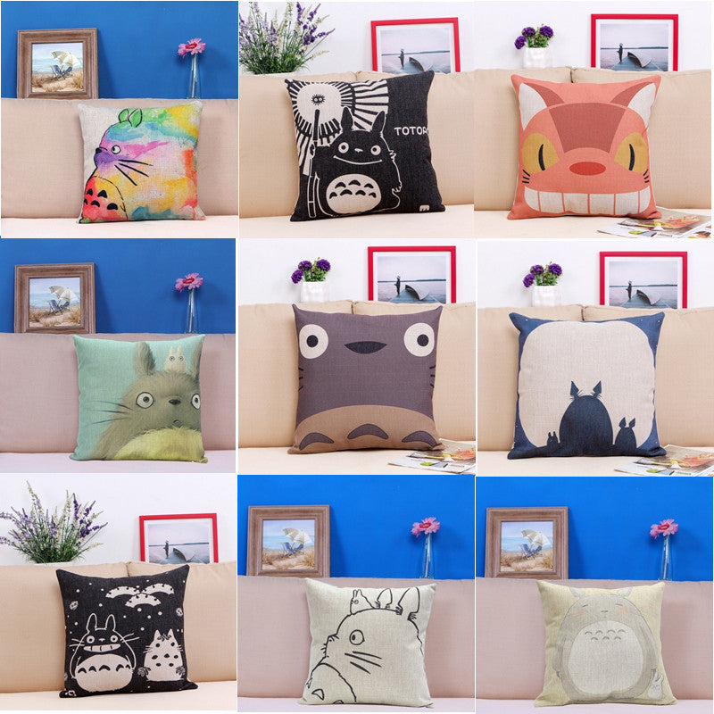 Online discount shop Australia - Miyazaki Totoro Cotton linen Pillow Case For office/bedroom/chair seat cushion 18x18 inches Decorative