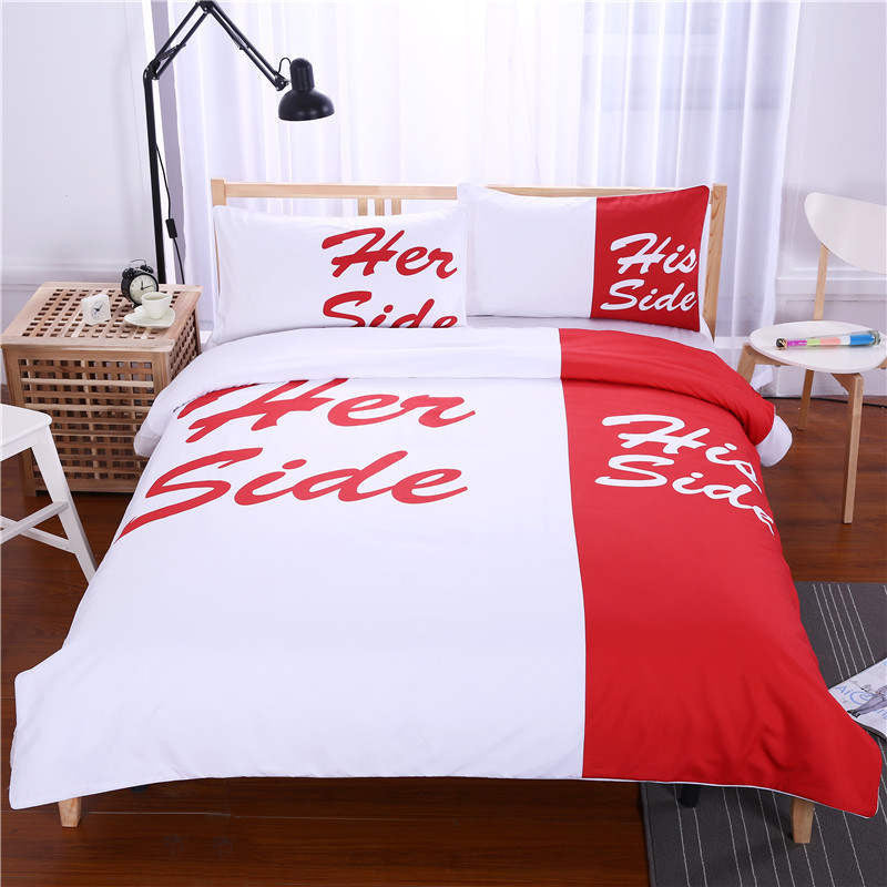 Black Bedding Set His Side & Her Side Home textiles Soft Duvet Cover and Pillowcases 3Pcs Twin Full Queen King-Dollar Bargains Online Shopping Australia
