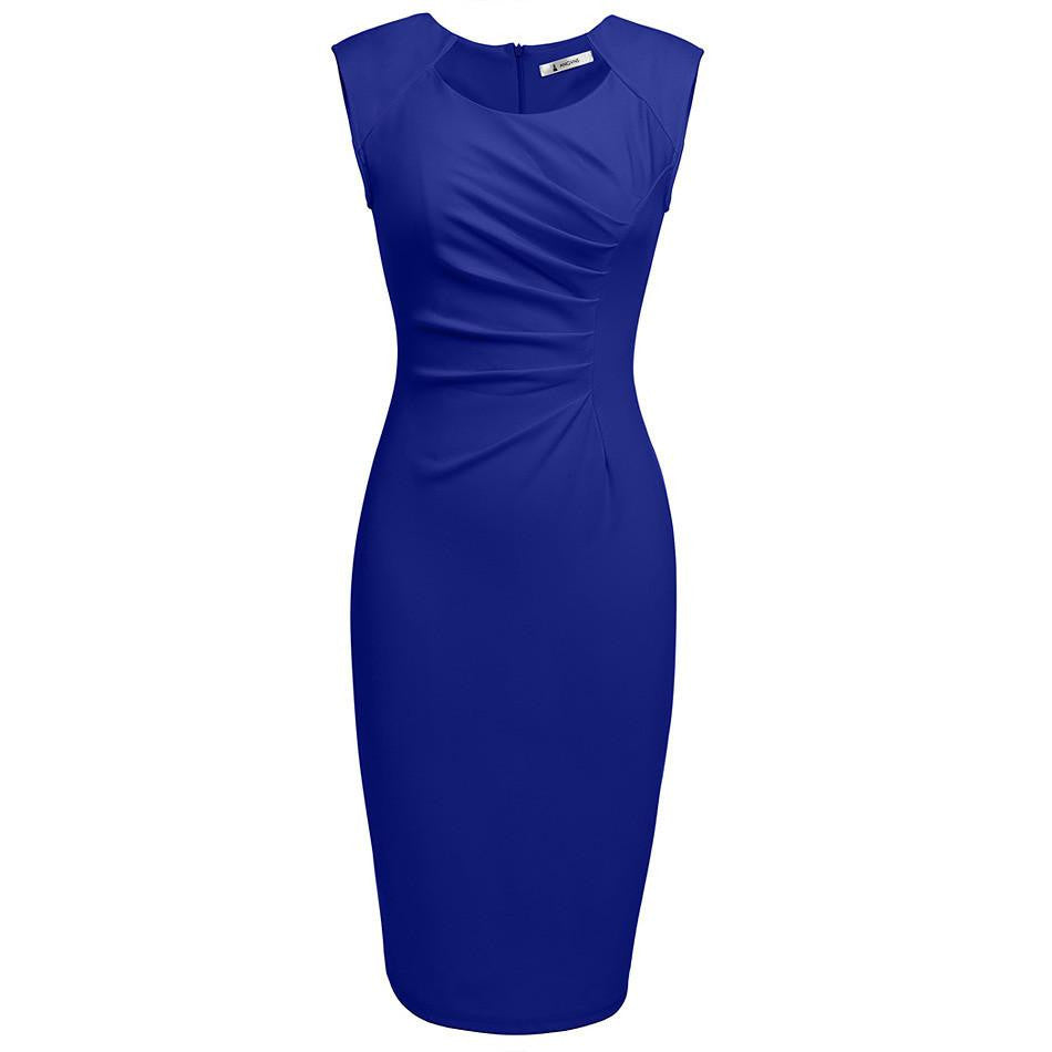 Women's Fashion Dress Red Blue Casual Sleeveless Bodycon Dress Female Pencil Sheath Club Bandage Party Dresses