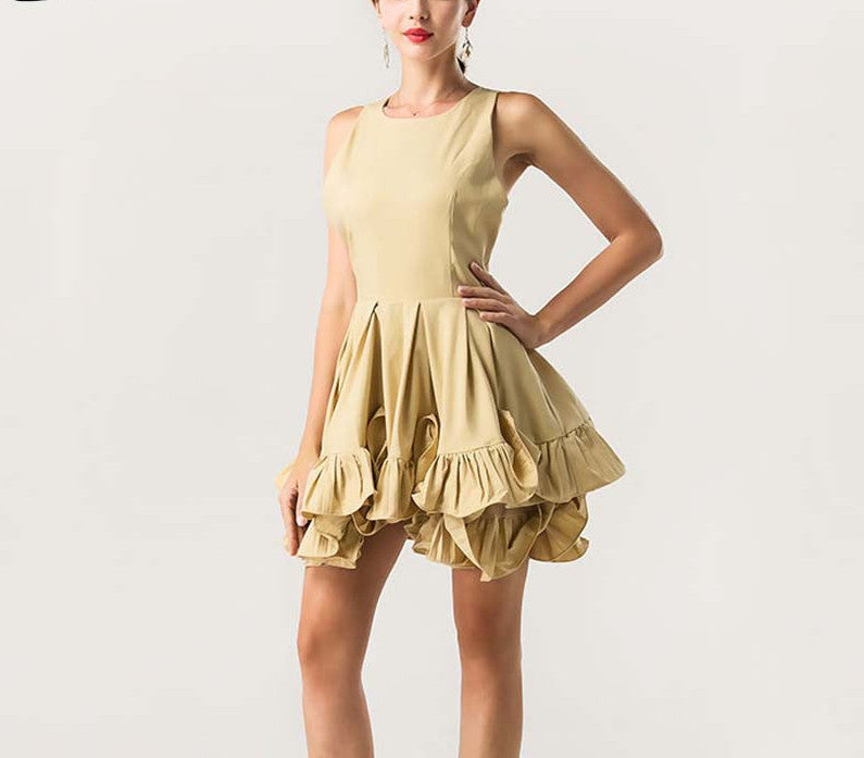 Online discount shop Australia - Missord Sexy cross halter flounced round neck dress FT5182