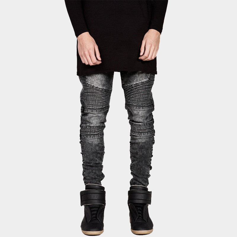 Mens Skinny Biker Jeans Men Hi-Street Ripped Rider Denim Jeans Motorcycle Runway Slim Fit Washed Moto Denim Pants Joggers-Dollar Bargains Online Shopping Australia