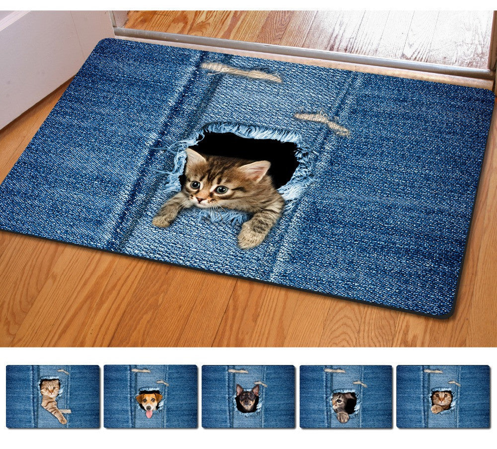Online discount shop Australia - Fashion Welcome Floor Mats Animal Cute Cat Dog Print Bathroom Kitchen Carpet House Doormats for Living Room Anti-Slip Rug
