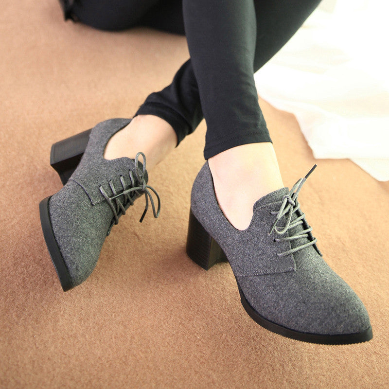 spring women shoes stylish comfortable high-heeled shoes, pointed retro lace wild single shoes work shoes-Dollar Bargains Online Shopping Australia