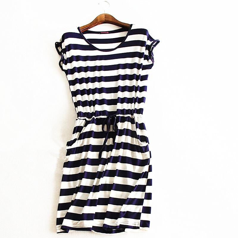 Summer dress Casual Stripe women summer dress tank sleeveless dresses casual solid color