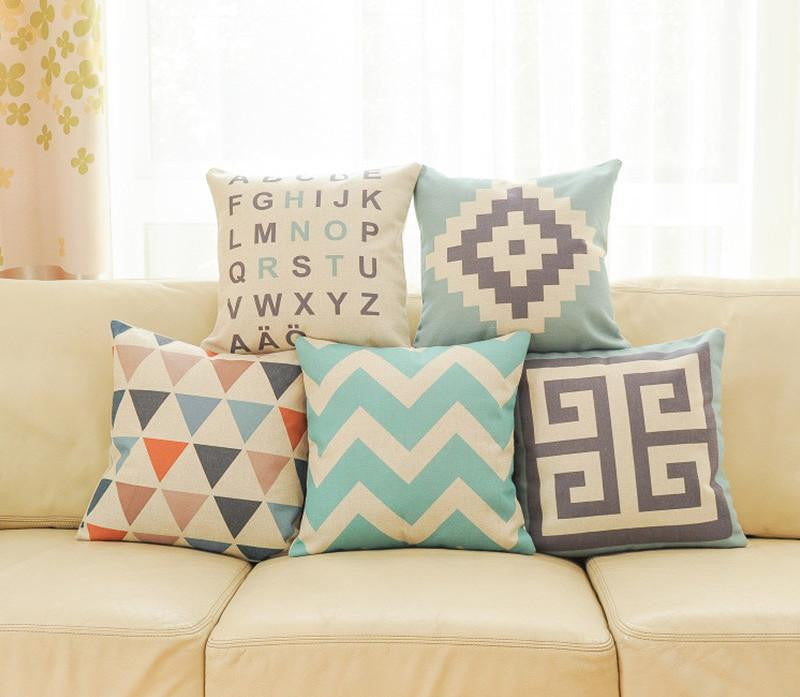 Top Finel Geometric Decorative throw Pillow case Linen Cotton Cushion Cover Creative decoration for Sofa Car covers 45X45cm