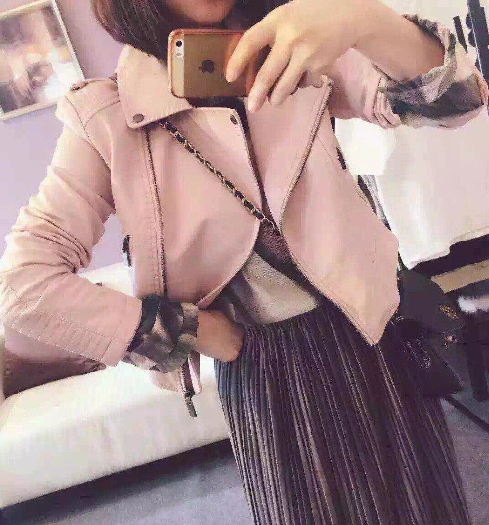 Fashion Women Motorcycle PU Leather Jackets Female Autumn Short Epaulet Zippers Coat Black White Yellow Outwear-Dollar Bargains Online Shopping Australia