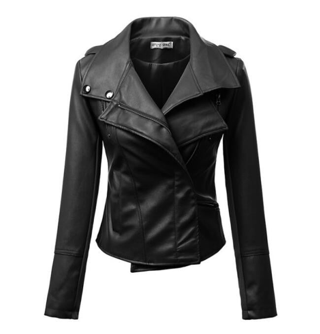 Fashion Women Motorcycle PU Leather Jackets Female Autumn Short Epaulet Zippers Coat Black White Yellow Outwear-Dollar Bargains Online Shopping Australia