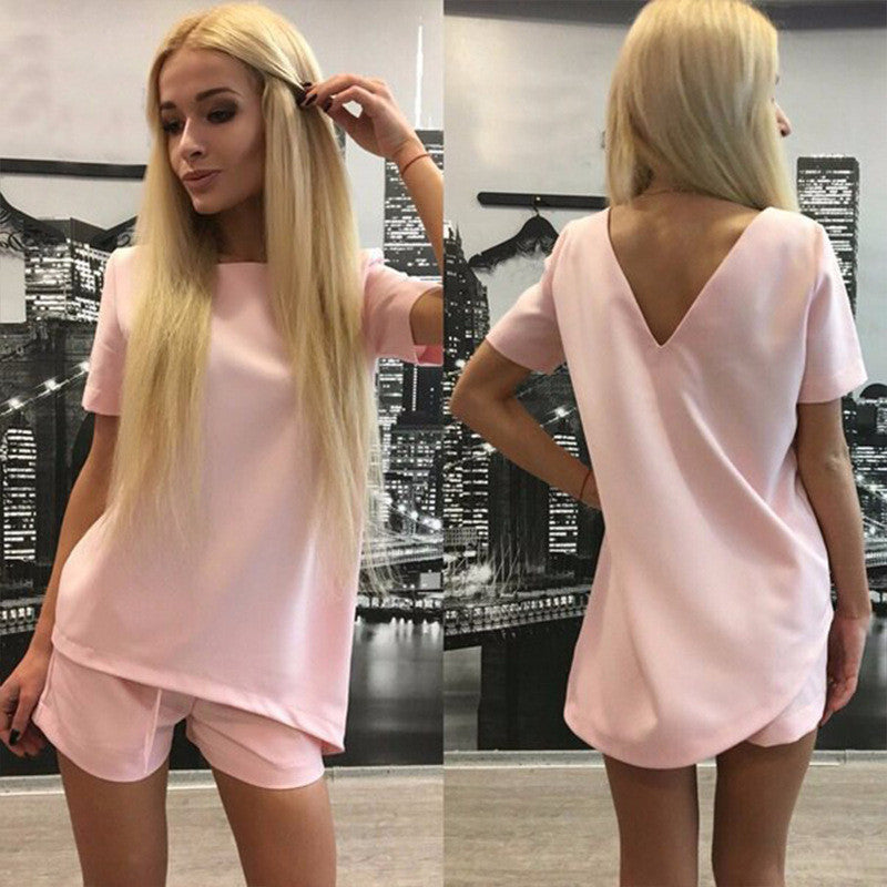Summer Women Casual Suits Short Sleeve Irregular Tops&Shorts Sexy Dress Sets Plus Size Women's Clothing Y0559-Dollar Bargains Online Shopping Australia