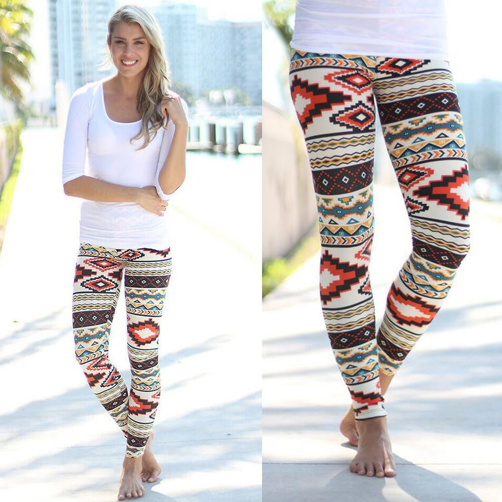 Online discount shop Australia - Fashion Women Skinny Geometric Print Stretchy Pants Leggings