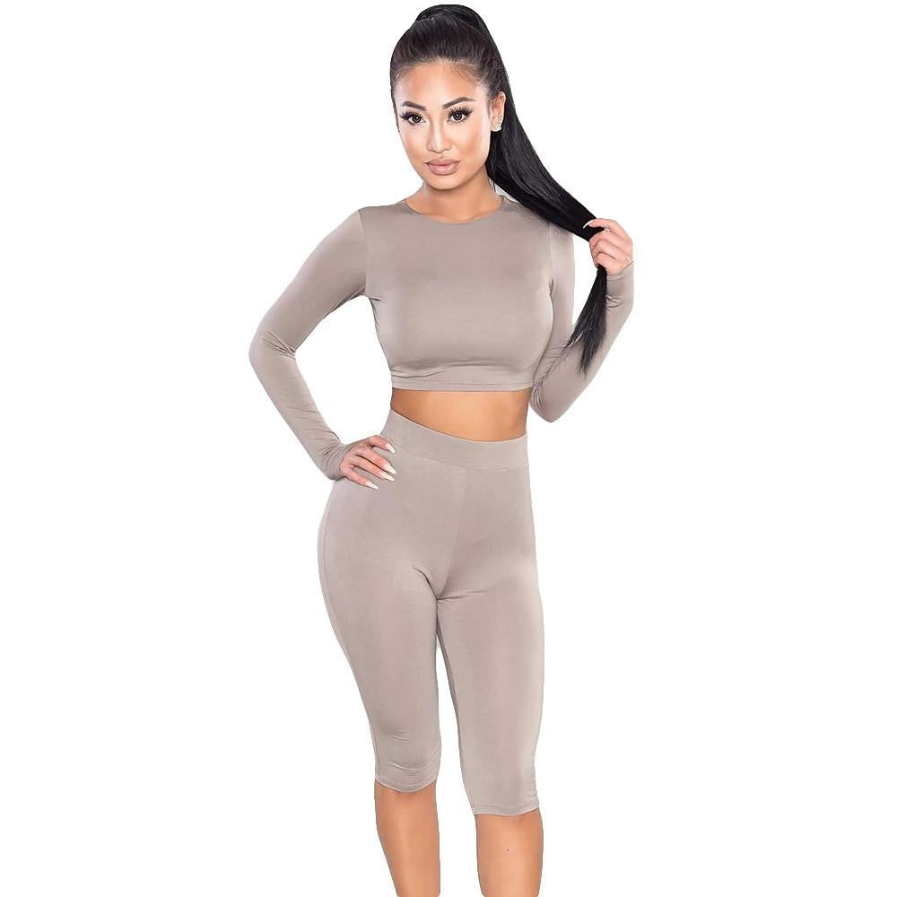 Women Two Piece Bodycon Jumpsuit Knee Length Long Sleeve Black Playsuit Club Elegant Rompers And Jumpsuits