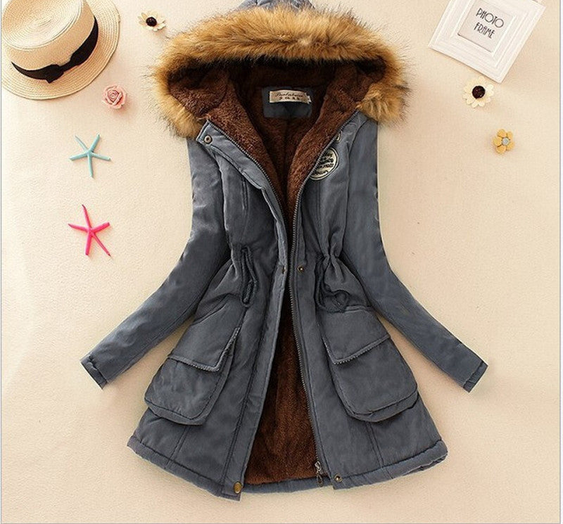 Thickening Warm Fur Collar Winter Coat Women Clothes Lamb Wool Jacket Hooded Parka Army Green Overcoat Top198-Dollar Bargains Online Shopping Australia