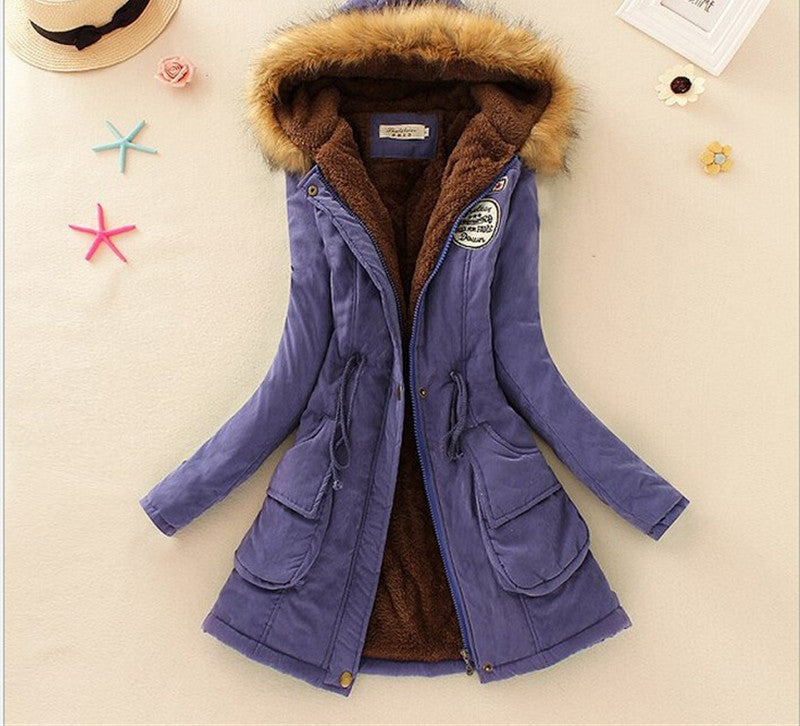 Thickening Warm Fur Collar Winter Coat Women Clothes Lamb Wool Jacket Hooded Parka Army Green Overcoat Top198-Dollar Bargains Online Shopping Australia