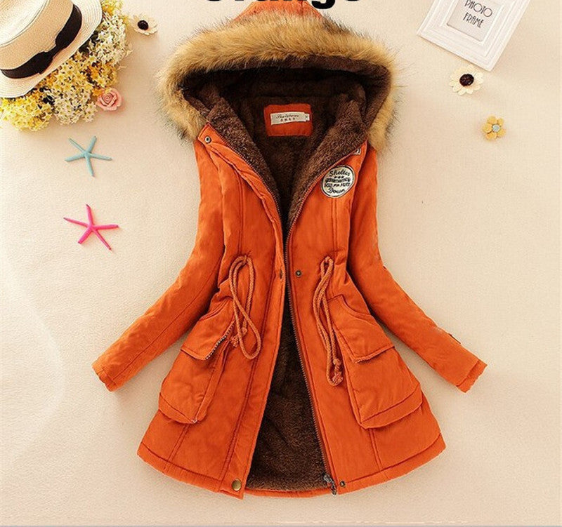 Thickening Warm Fur Collar Winter Coat Women Clothes Lamb Wool Jacket Hooded Parka Army Green Overcoat Top198-Dollar Bargains Online Shopping Australia