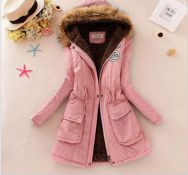 Thickening Warm Fur Collar Winter Coat Women Clothes Lamb Wool Jacket Hooded Parka Army Green Overcoat Top198-Dollar Bargains Online Shopping Australia