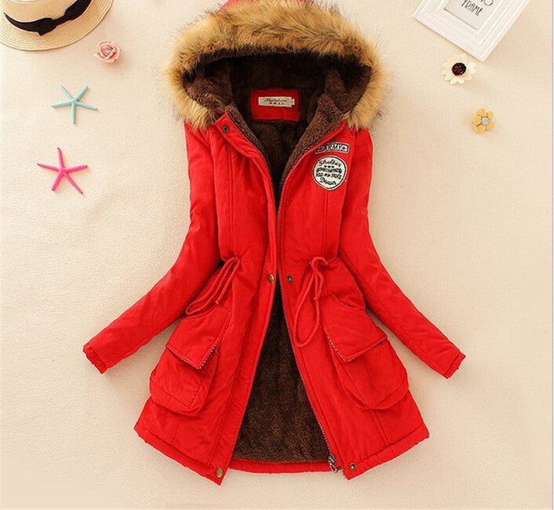 Thickening Warm Fur Collar Winter Coat Women Clothes Lamb Wool Jacket Hooded Parka Army Green Overcoat Top198-Dollar Bargains Online Shopping Australia