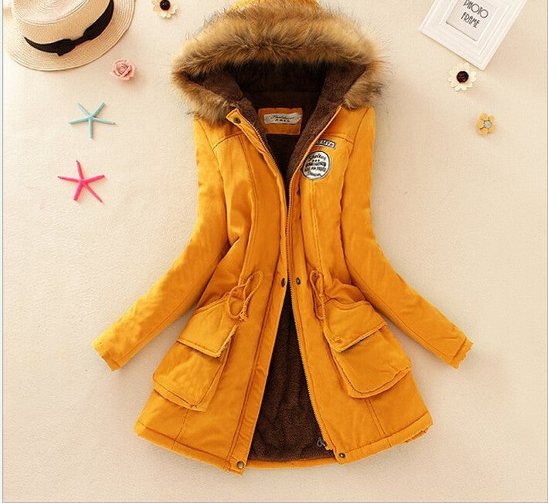 Thickening Warm Fur Collar Winter Coat Women Clothes Lamb Wool Jacket Hooded Parka Army Green Overcoat Top198-Dollar Bargains Online Shopping Australia