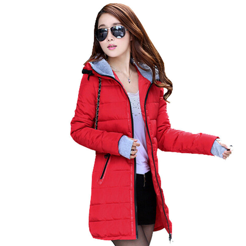 FIONTO Winter Coat Women Winter Jacket For Women Hooded Long Section Cotton Coat Slim Waist Thick Parkas Outwear A0006-Dollar Bargains Online Shopping Australia