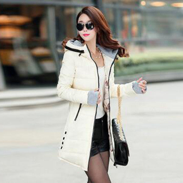 FIONTO Winter Coat Women Winter Jacket For Women Hooded Long Section Cotton Coat Slim Waist Thick Parkas Outwear A0006-Dollar Bargains Online Shopping Australia