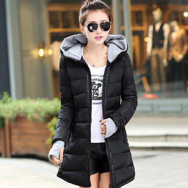 FIONTO Winter Coat Women Winter Jacket For Women Hooded Long Section Cotton Coat Slim Waist Thick Parkas Outwear A0006-Dollar Bargains Online Shopping Australia