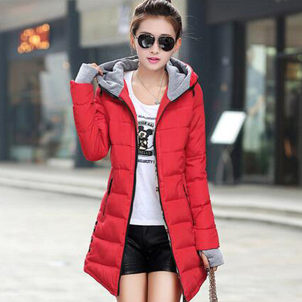 FIONTO Winter Coat Women Winter Jacket For Women Hooded Long Section Cotton Coat Slim Waist Thick Parkas Outwear A0006-Dollar Bargains Online Shopping Australia