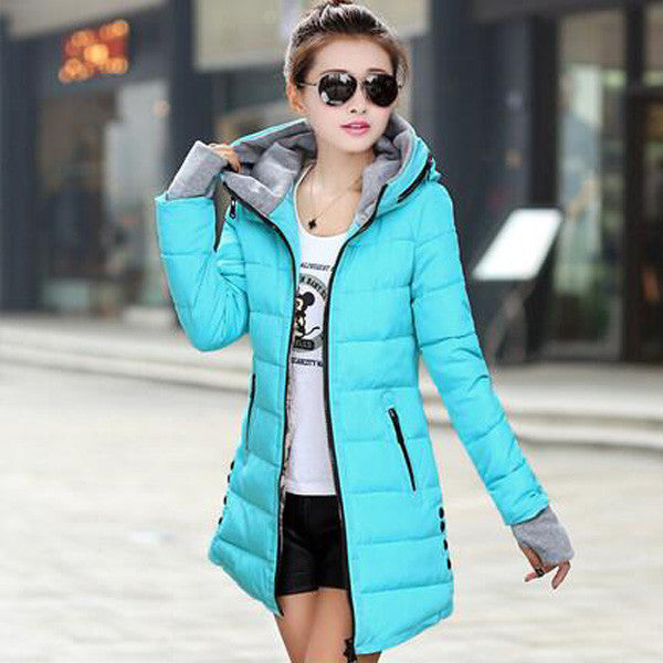 FIONTO Winter Coat Women Winter Jacket For Women Hooded Long Section Cotton Coat Slim Waist Thick Parkas Outwear A0006-Dollar Bargains Online Shopping Australia