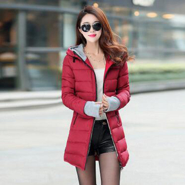 FIONTO Winter Coat Women Winter Jacket For Women Hooded Long Section Cotton Coat Slim Waist Thick Parkas Outwear A0006-Dollar Bargains Online Shopping Australia
