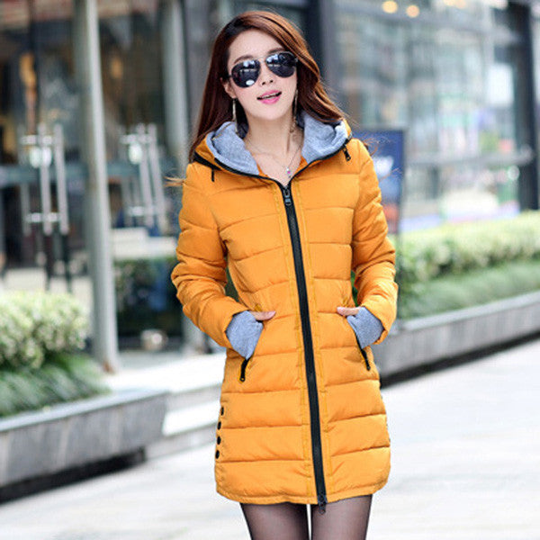 FIONTO Winter Coat Women Winter Jacket For Women Hooded Long Section Cotton Coat Slim Waist Thick Parkas Outwear A0006-Dollar Bargains Online Shopping Australia